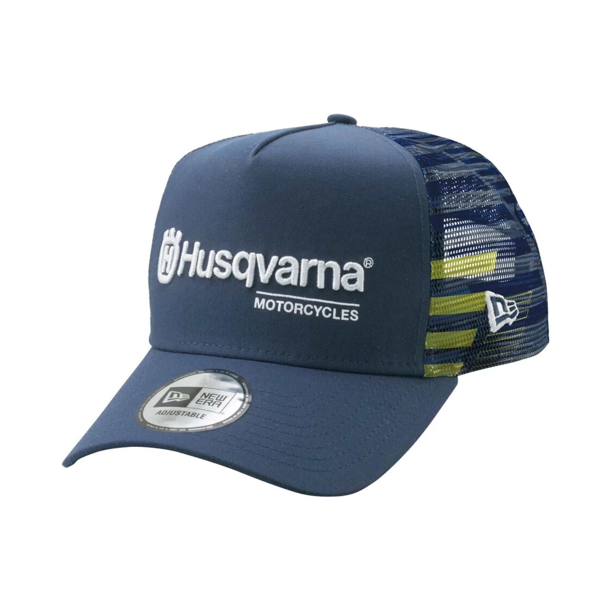 Husqvarna Team Trucker Cap by New Era® – Topi Trucker Resmi Husqvarna, 100% Polyester