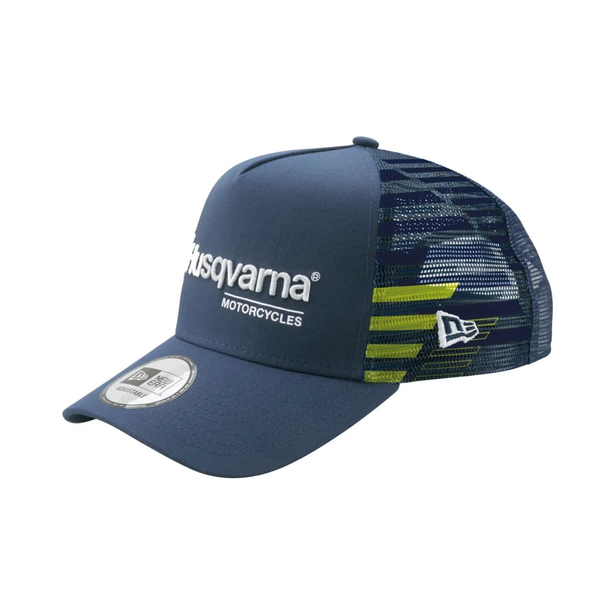 Husqvarna Team Trucker Cap by New Era® – Topi Trucker Resmi Husqvarna, 100% Polyester