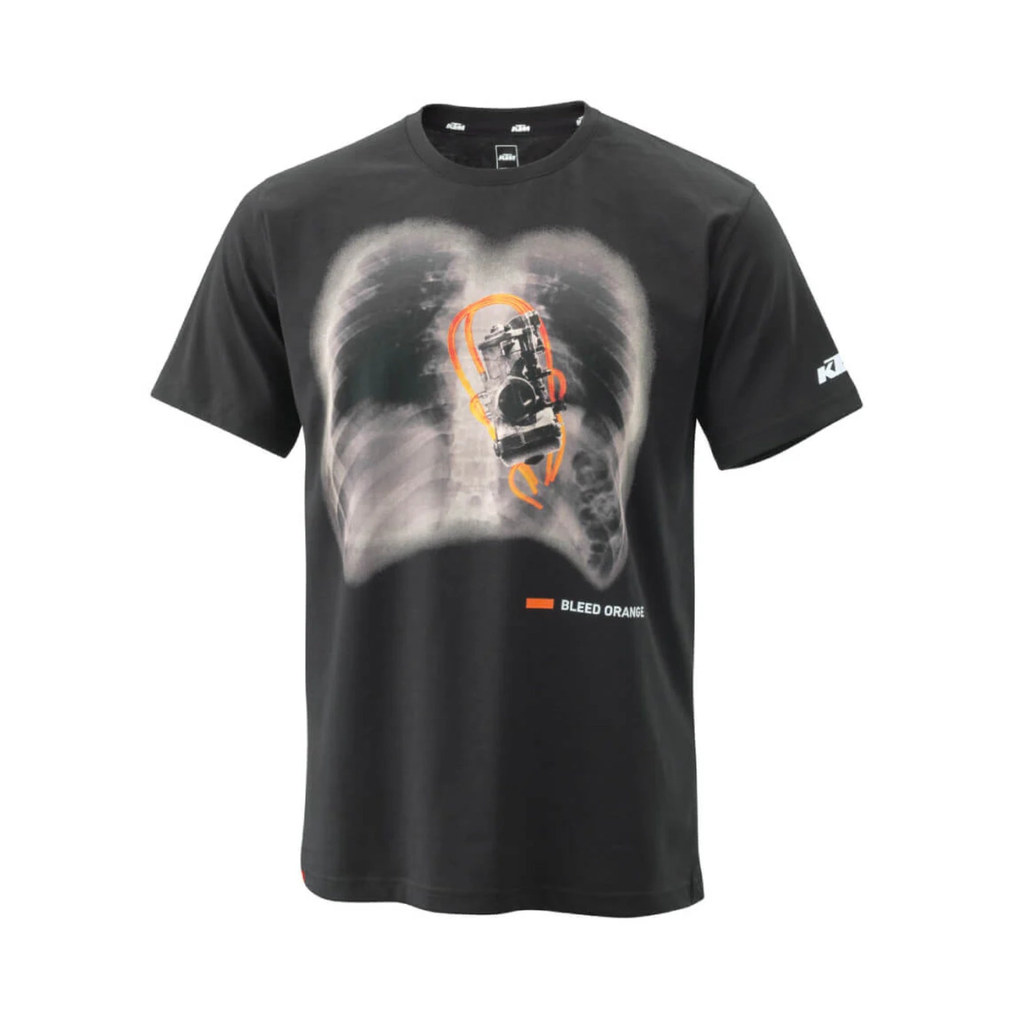 KTM Orange Fluids T-Shirt – Kaos Pria Kasual “Bleed Orange”, Black