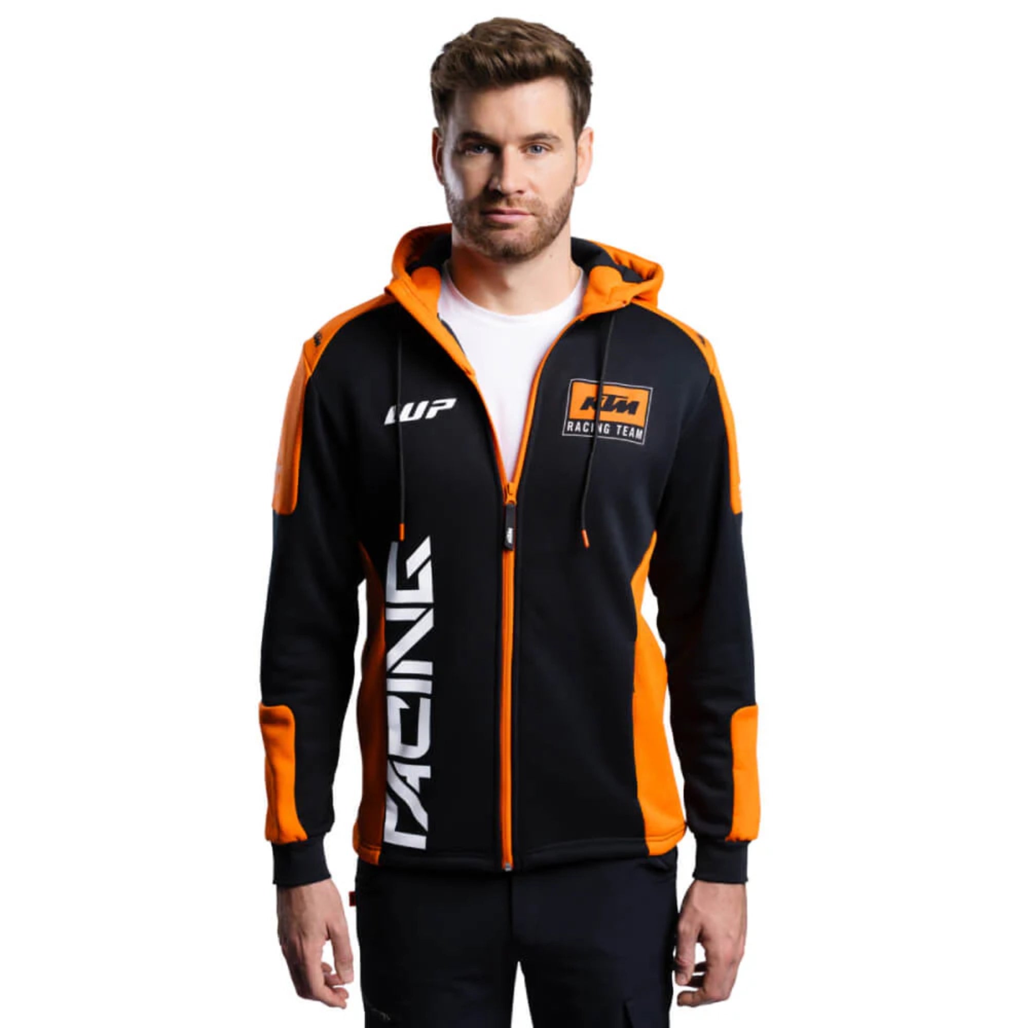 KTM Racing Team Zip Hoodie 2024 – Hoodie Unisex Resmi KTM Racing, Black & Orange