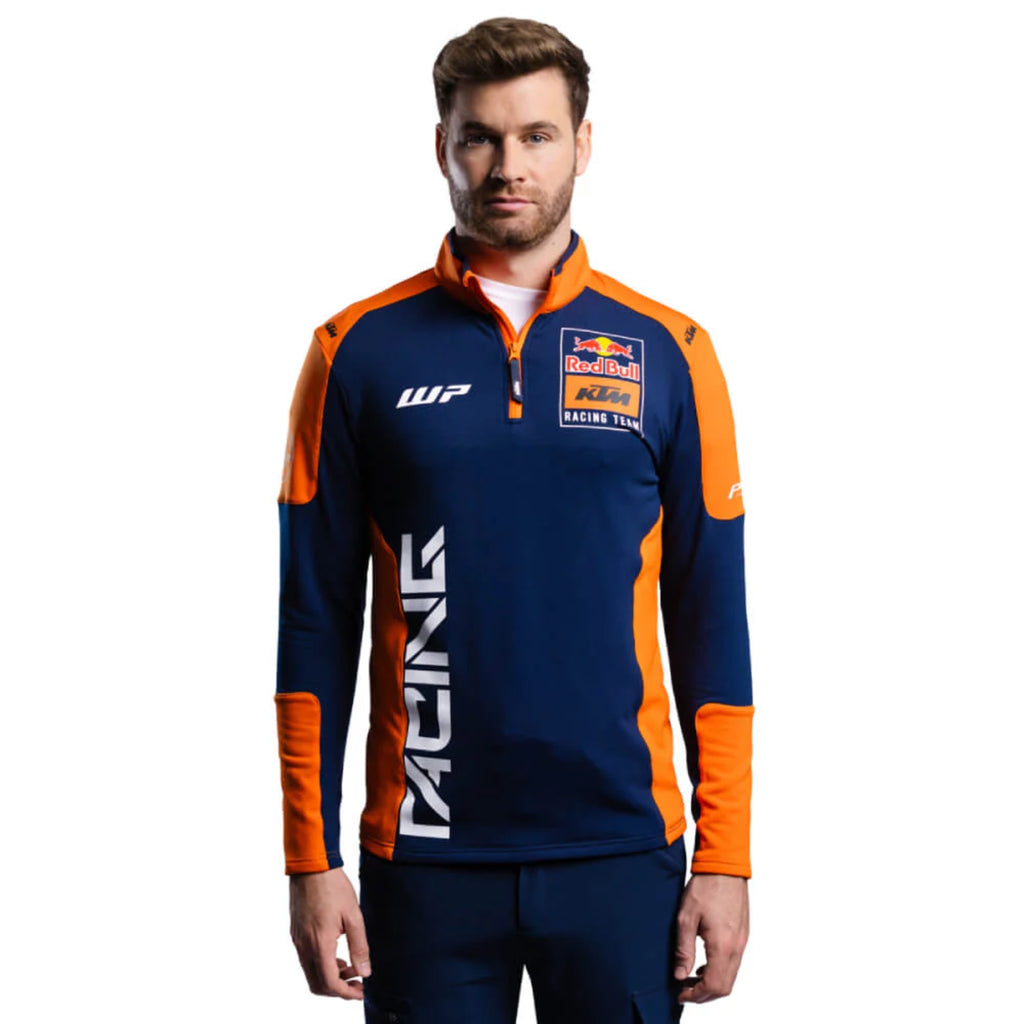 KTM Red Bull Replica Team Halfzip Sweater 2024 – Sweater Unisex Resmi KTM Racing, Navy & Orange